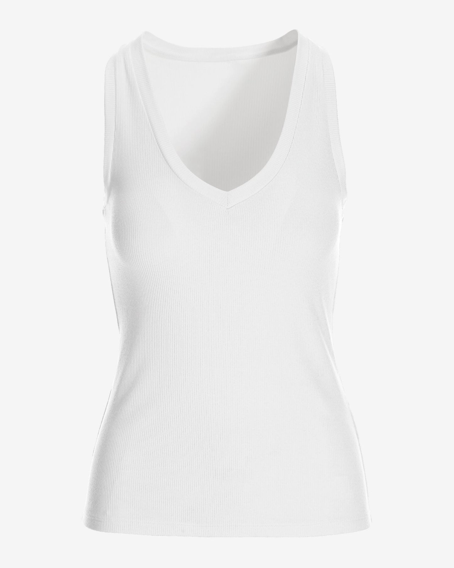So Essential Ribbed V Neck Tank White