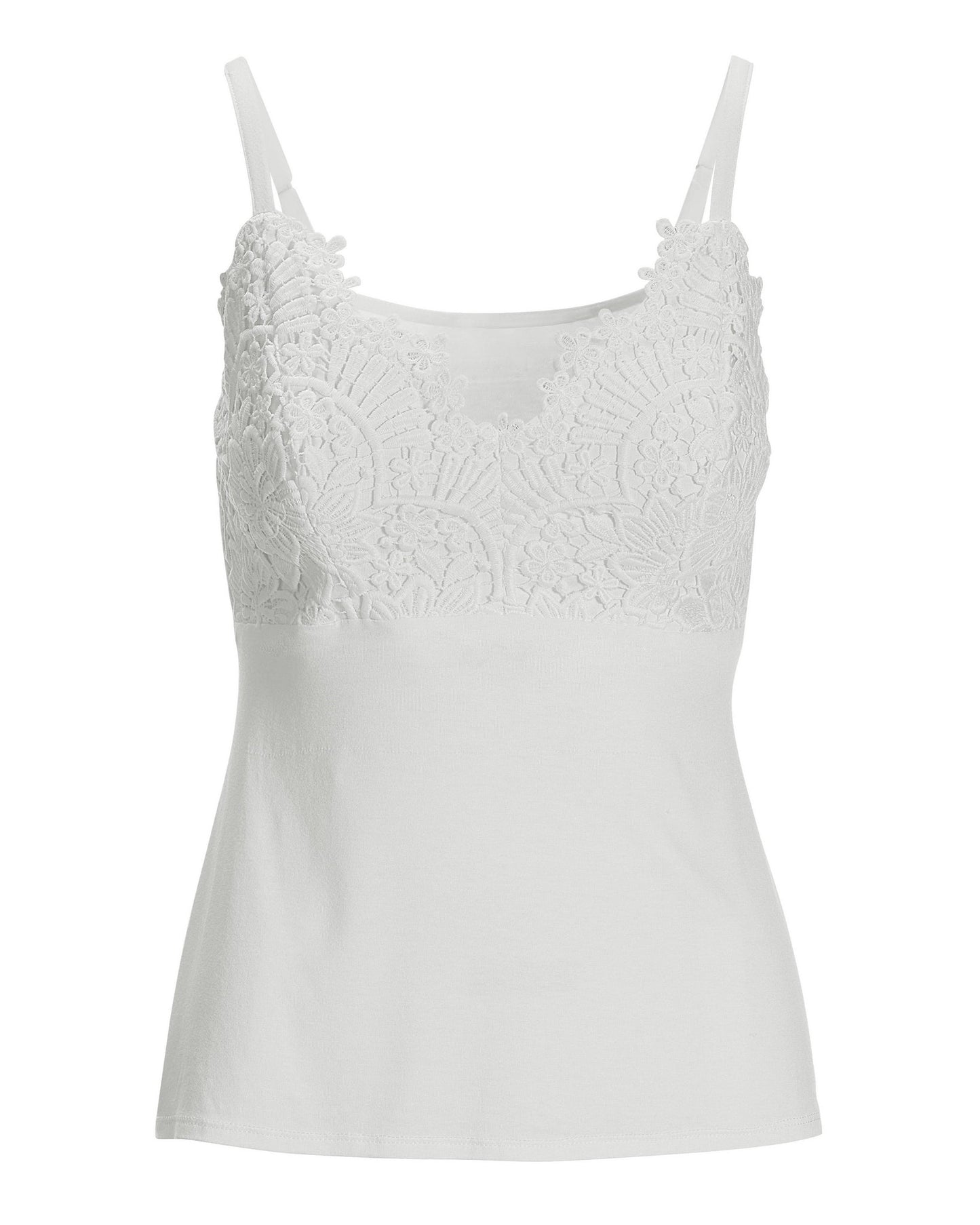Lace Trim Cami Knit Top White