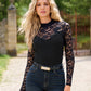 Skinny Gold and Crystal Leather Belt Black