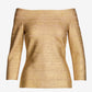 Foil Bandage Three Quarter Sleeve Sweater Gold