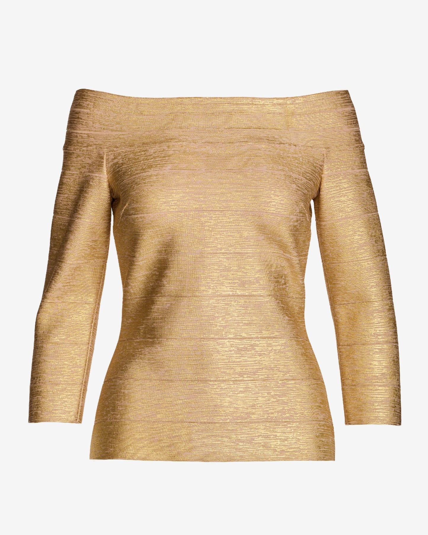 Foil Bandage Three Quarter Sleeve Sweater Gold