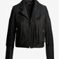 Fringe Detail Collared Shimmer Tweed Jacket Black