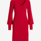 Scoop Neck Balloon Sleeve Sweater Dress Tomato Red