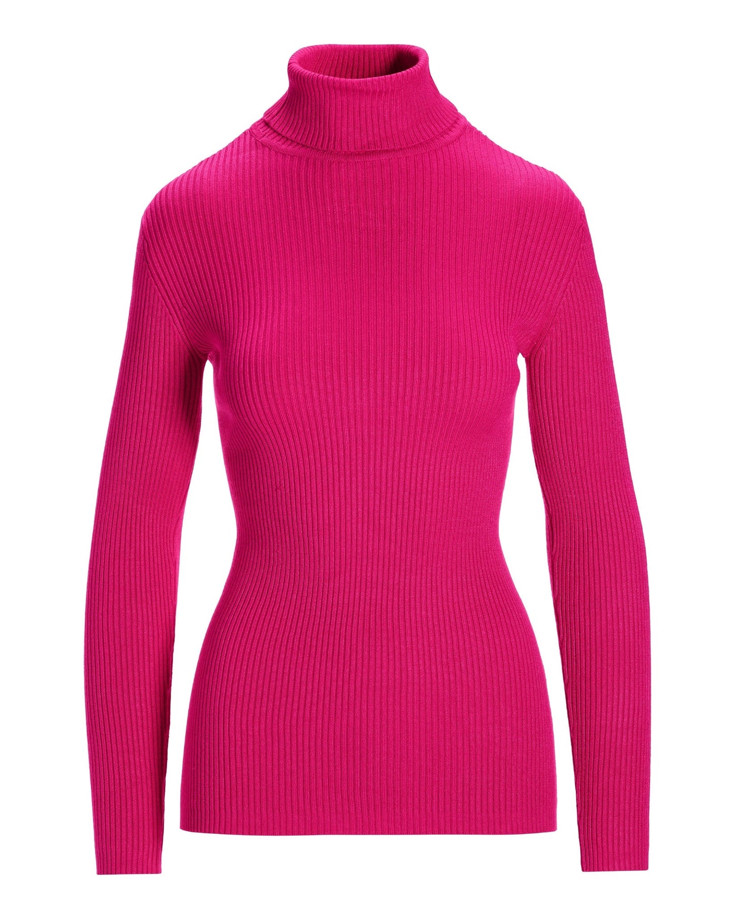 Ribbed Turtleneck Sweater Pink Peacock