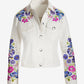 Floral Embroidered Denim Jacket White