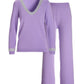 Embellished V Neck Sweater Lounge Set Lavendula
