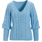 Sequin Cable V-Neck Sweater Airy Blue