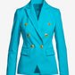 Modern Double-Breasted Blazer Scuba Blue