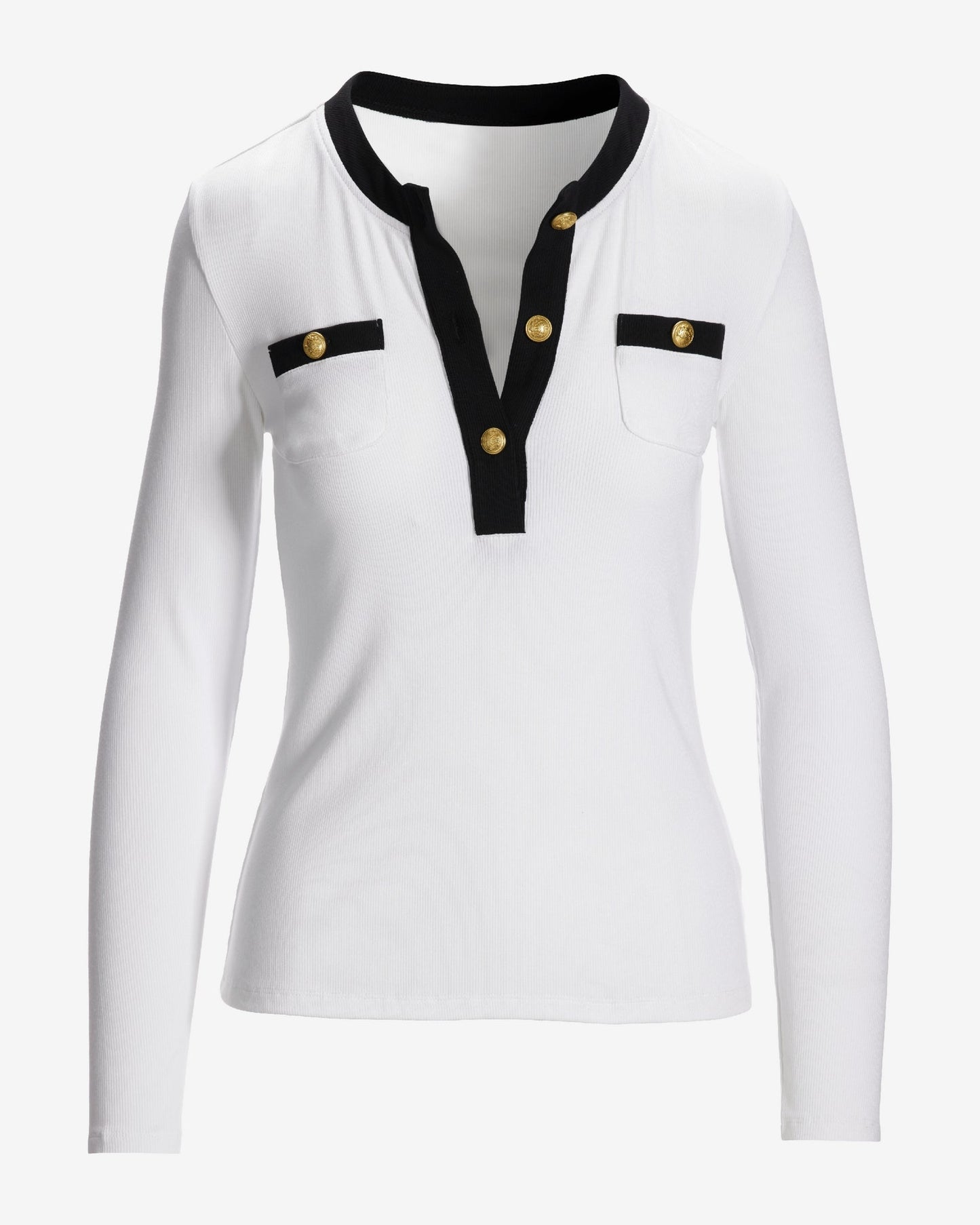 So Essential Ribbed Colorblock Top White/Black