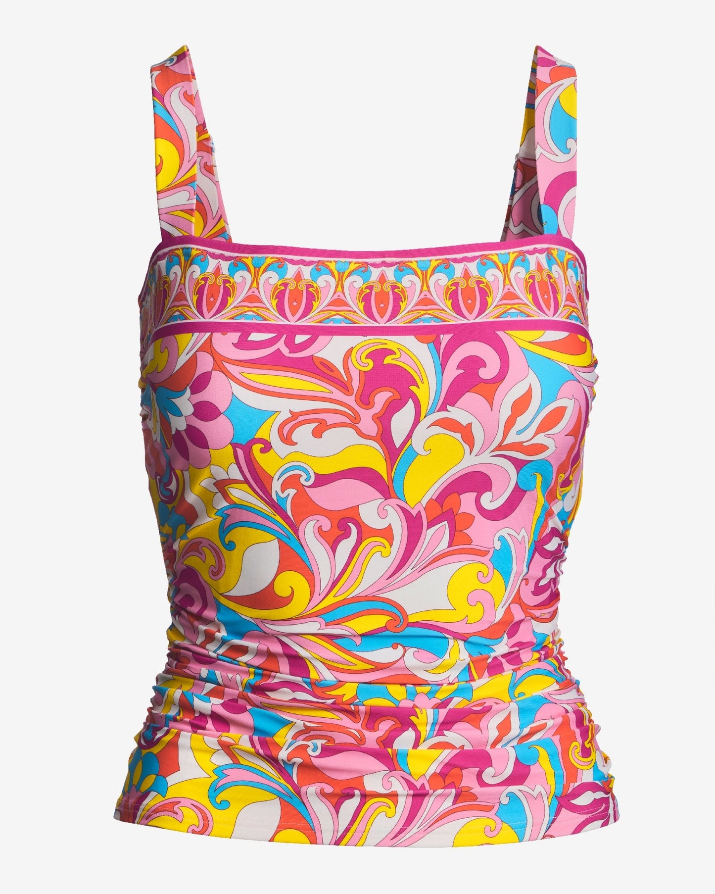 Swim Sense Print Square-Neck Tankini Top Tulum Abstract