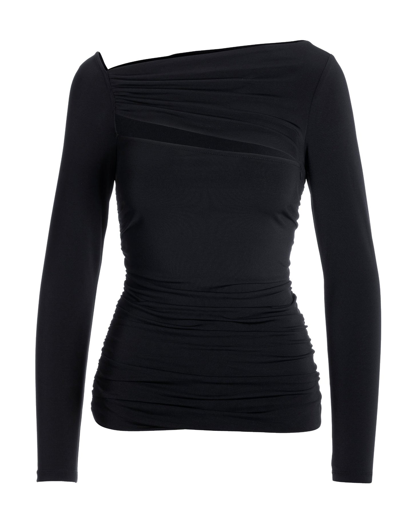 Sleek Ruched Cutout Top Black