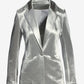 Luxe Velvet Single Button Blazer Silver