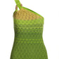 Pattern Ring One Shoulder Sweater Green Multi