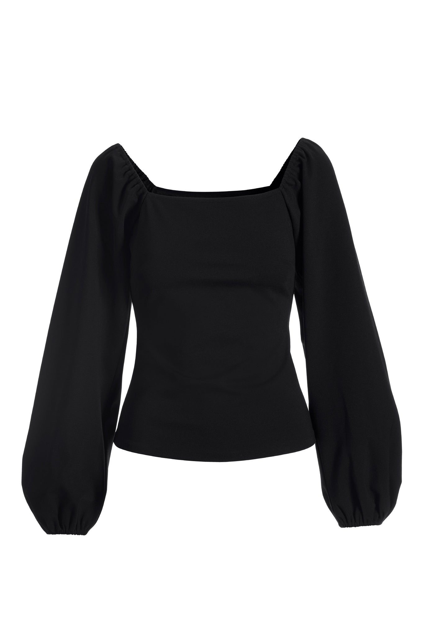Ponte Long-Sleeve Square-Neck Top Black