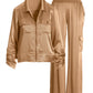 Charmeuse Utility Zip Wide Leg Cargo Set Champagne