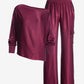 Slouchy Charmeuse Cargo Lounge Set Maroon