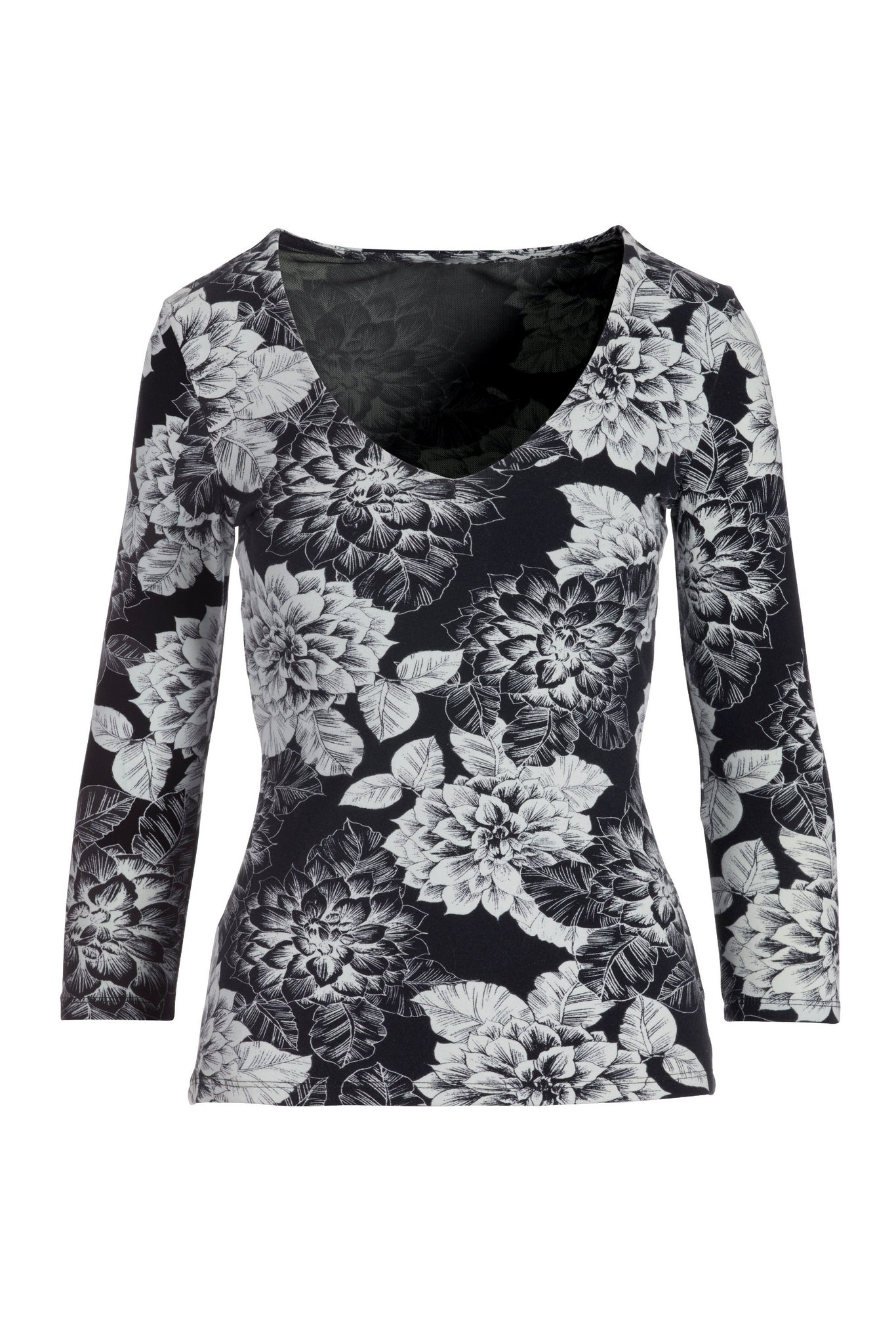 So Sexy Floral V Neck Top Black Multi