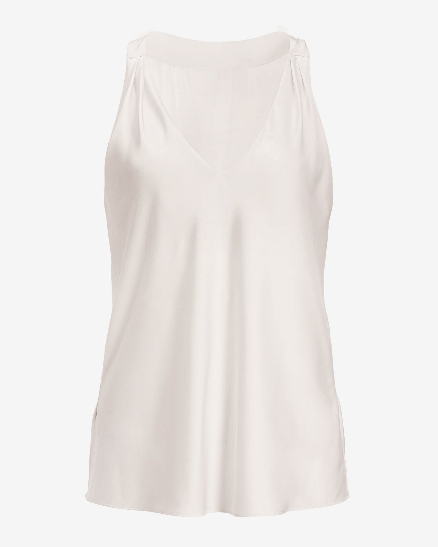 Nikki V-Neck Charmeuse Blouse Off White