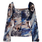 Floral Paisley Ruched Mesh Top Multi