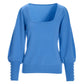 Cashmere Square-Neck Button-Cuff Sweater Blue