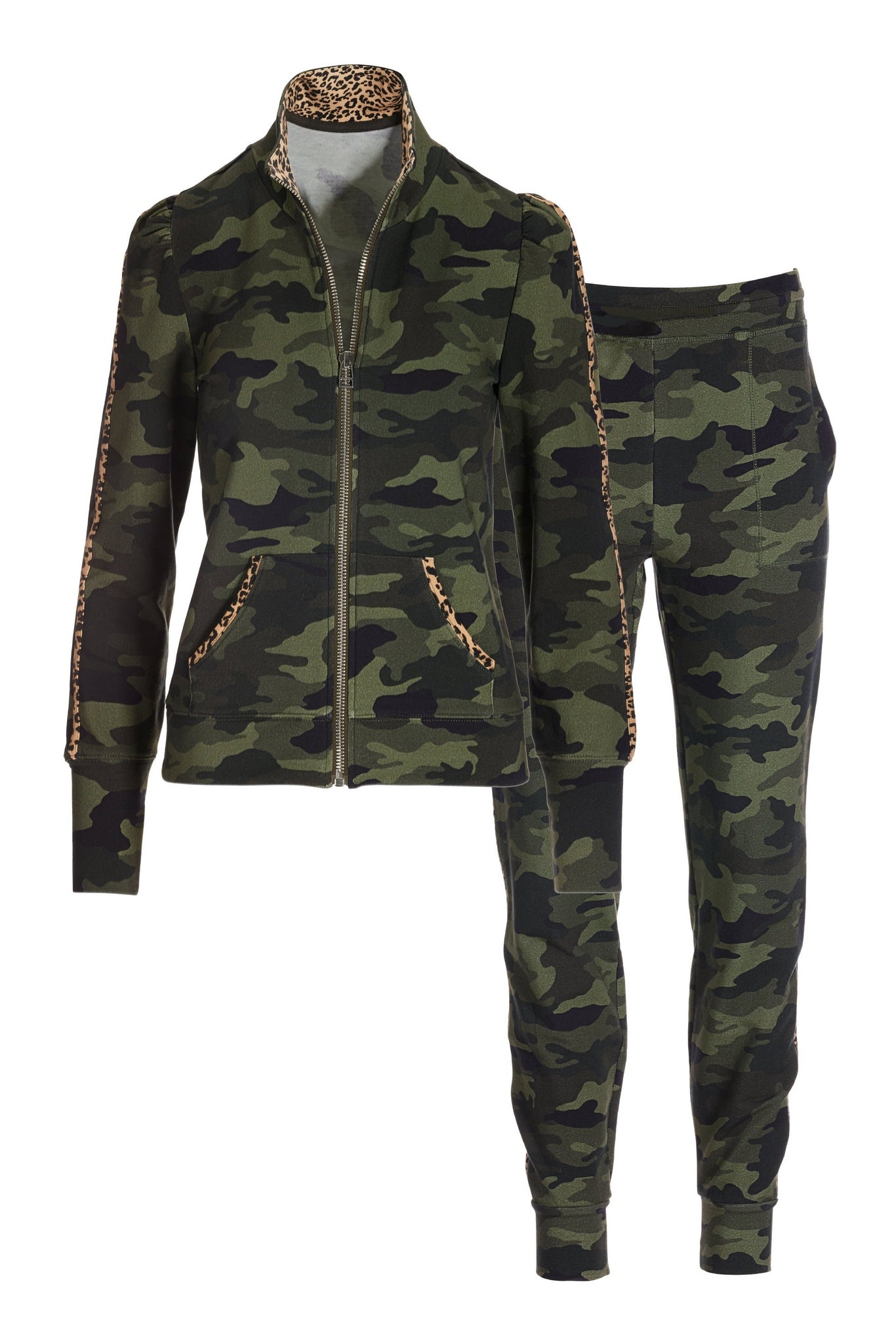 Cool Camo and Animal Puff Slv Set Green/Gray