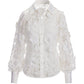 3D Floral Lace Victoria Chic Drama-Sleeve Shirt White