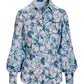 Lillies Print Victoria Chic Drama-Sleeve Shirt Purple