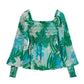 Palm Print Isabela Smocked Peplum Blouse Multi