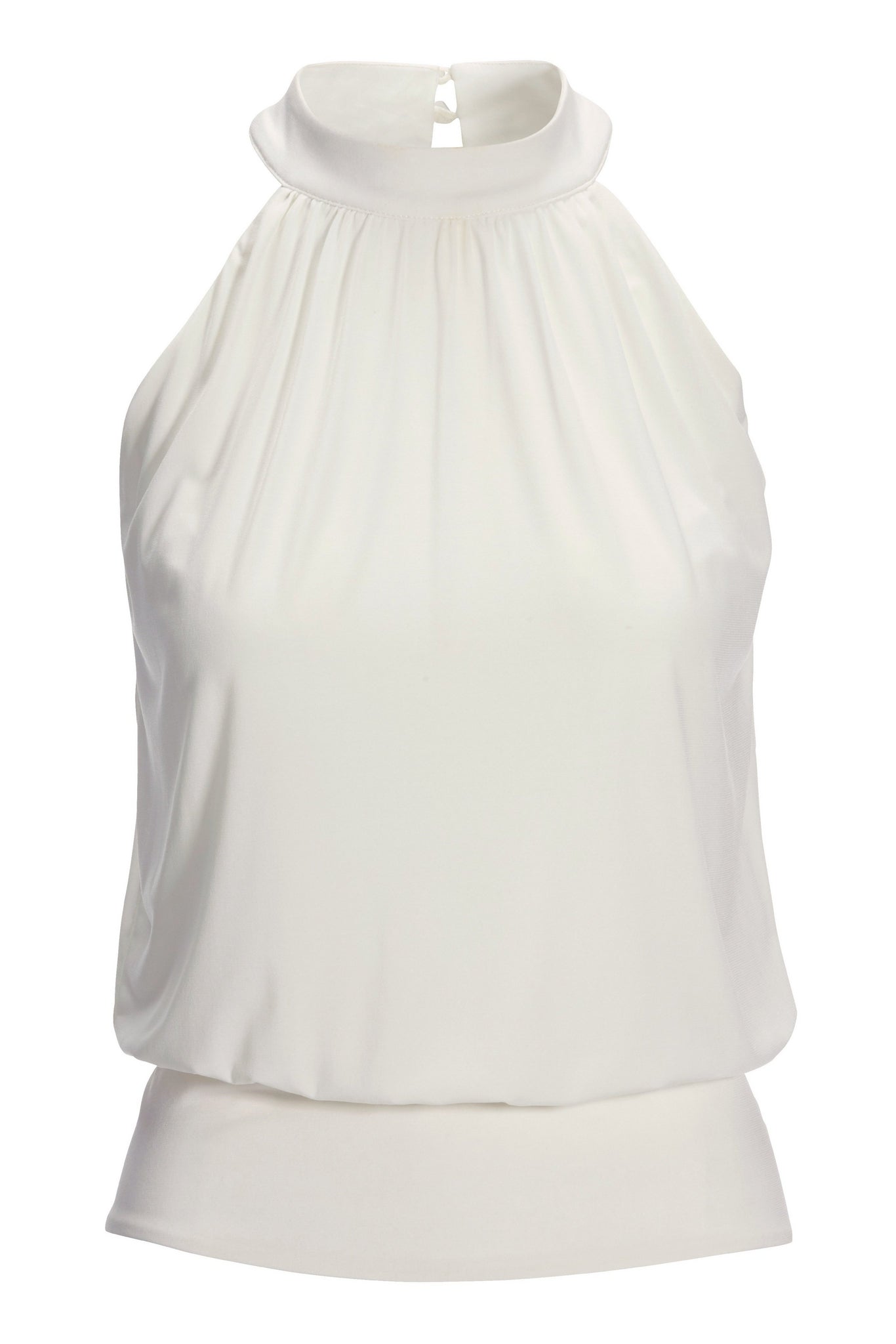 Halter Banded Bottom Mock Neck Top 2AV38 Off White
