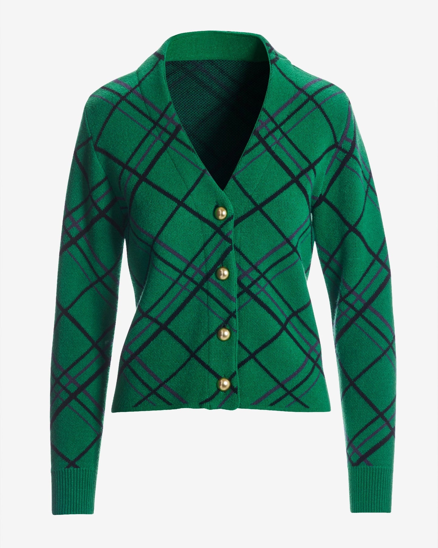 Plaid Sweater Cardigan Green Multi