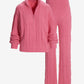 Half Zip Cable Lounge Set Pink Carnation