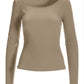 Ribbed Long Sleeve Lounge Top Taupe