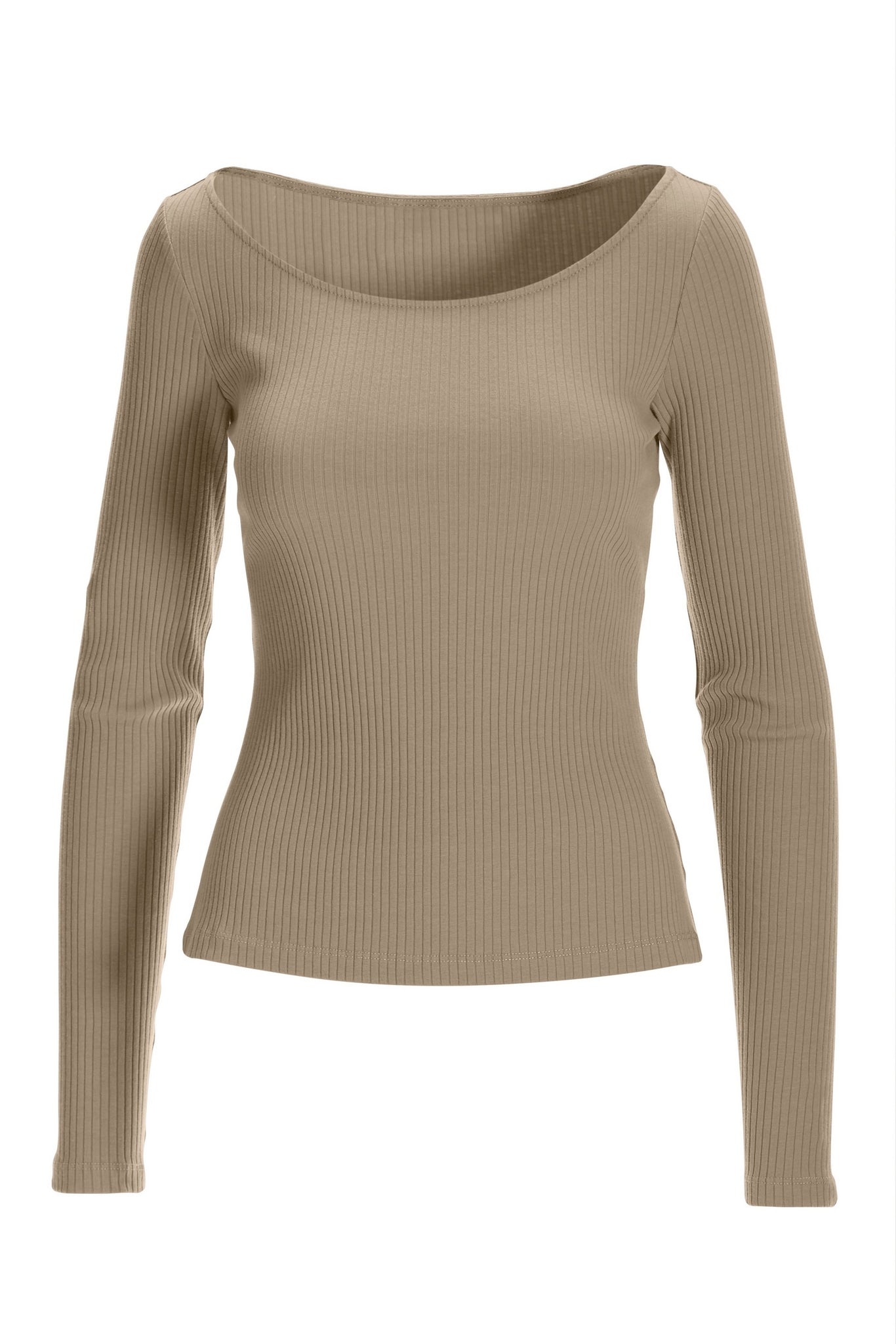 Ribbed Long Sleeve Lounge Top Taupe