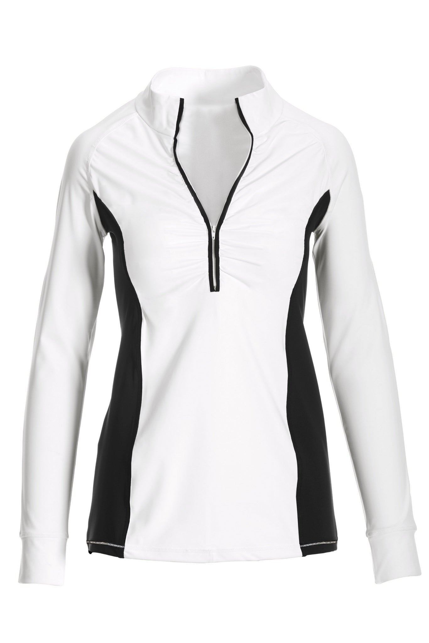 B-Active Half Zip Ruched Long Sleeve Top White/Black