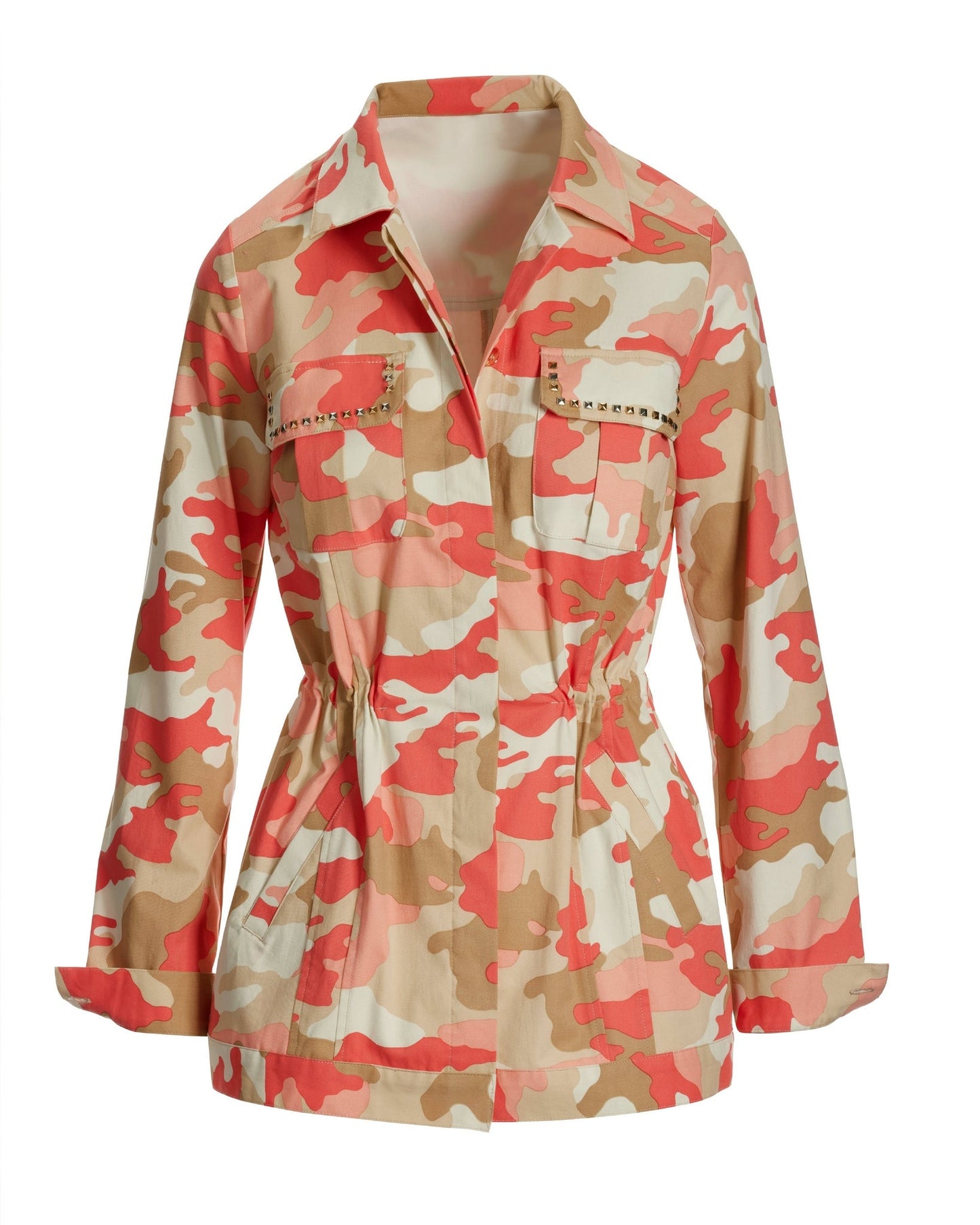 chic camo print studded utility jacket Pink