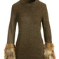 Lurex Fur Cuff Sweater Brown Multi