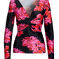 So Chic Mini Petals Twist Front Floral Knit Top Pink/Red