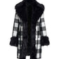 Buffalo Check Faux Fur Coat White/Black
