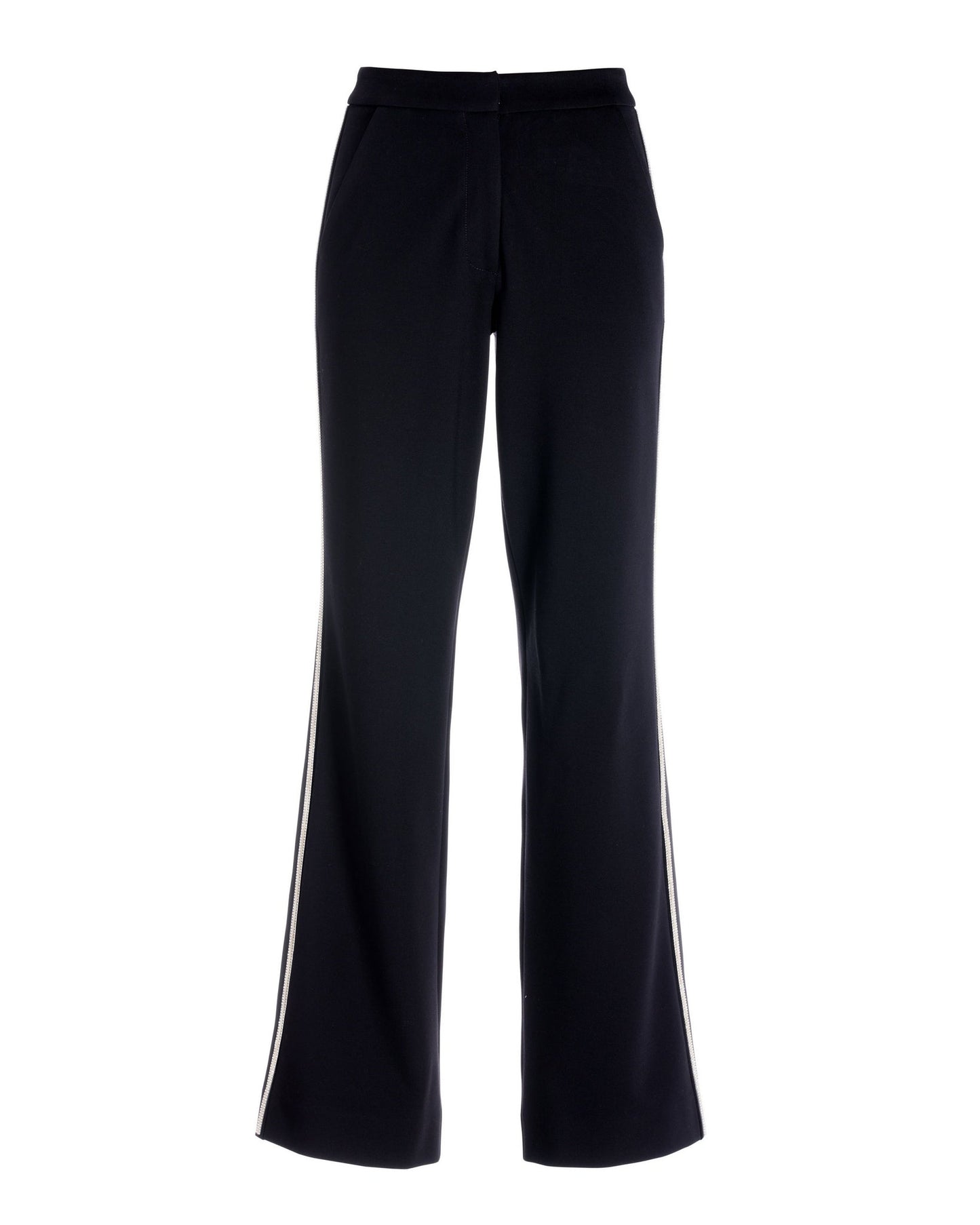 Crystal Shimmer Trim Ponte Trouser Pant Black/Silver