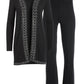 Embellished Sweater Duster Lounge Set Black
