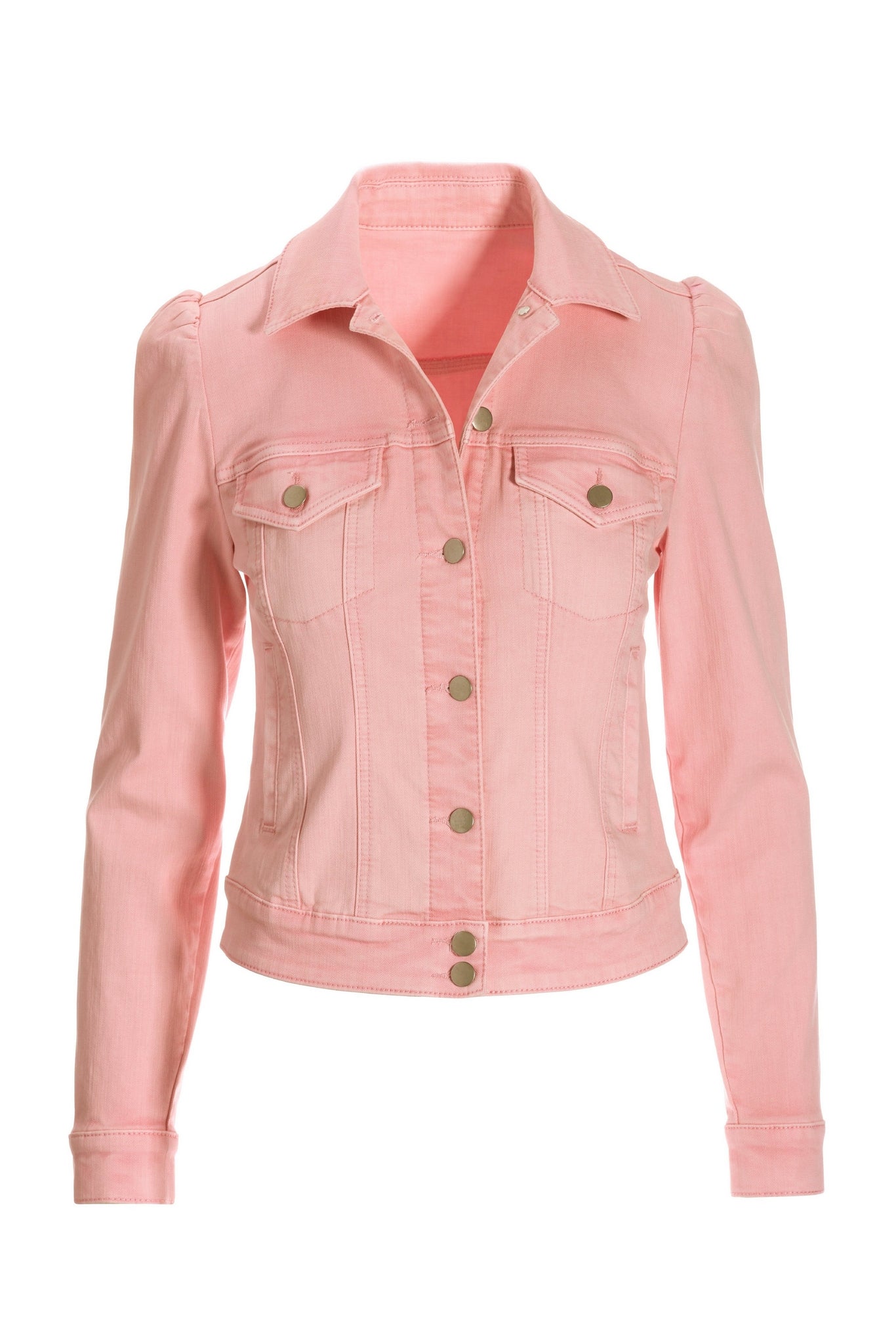 Denim Puff-Sleeve Jacket Pink