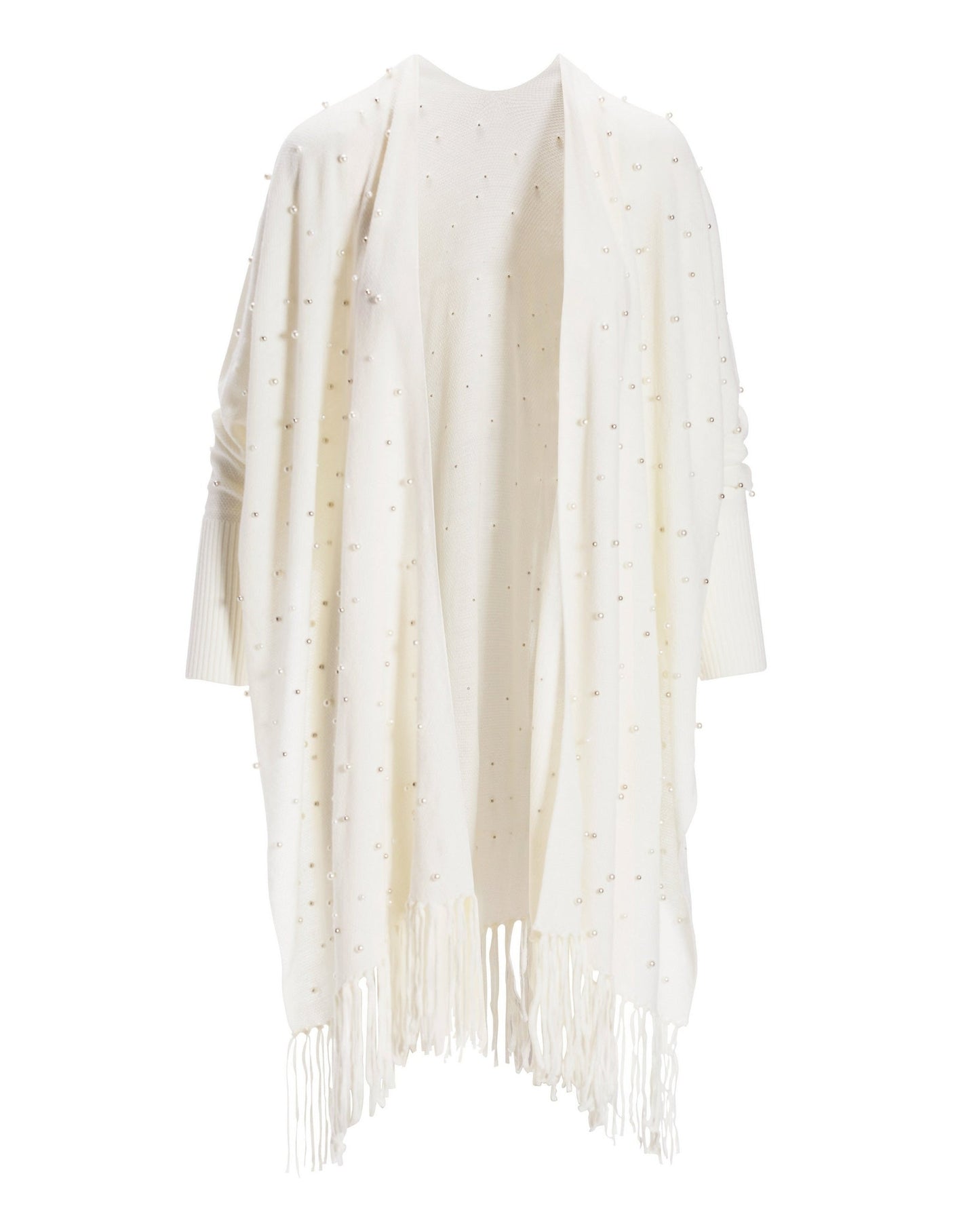 Pearl Embellished Poncho Off White