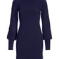 Balloon Sleeve Sweater Dress Navy