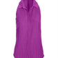 Linen Sleeveless Button-Front Shirt Purple Cactus Flower