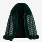 Faux Fur Trim Tweed Shawl Deep Emerald