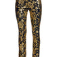Floral Metallic Foil Print Jean Black/Gold