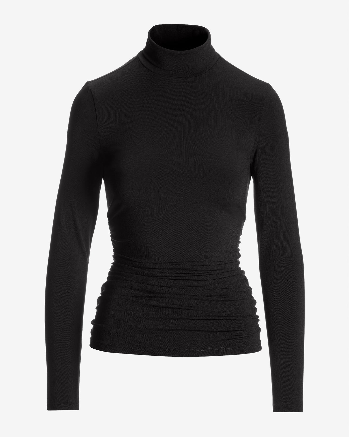 So Chic Ruched Turtleneck Top Black