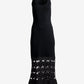 Scoop Neck Crochet Inset Sweater Dress Black