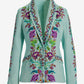Viney Florals Placed Print Single Button Blazer Viney Florals