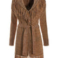 Marled Fringe Sweater Cardigan Brown Multi